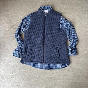 Mizzen + Main Men’s Navy Quilted Full Zip Vest Gilet & Plaid Button Down XXL